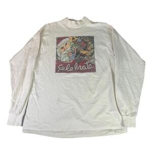 Vintage Nancy Thomas Christmas Folk Art T Shirt Long Sleeve 1994 Mens XL